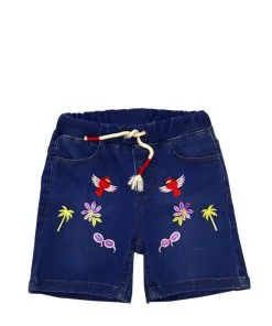 Birds Summer Beach Denim Shorts – Dark Blue