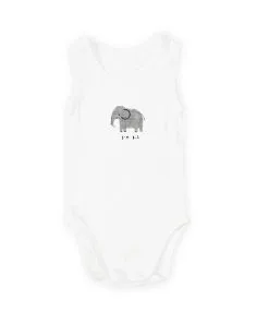 I'M Big Elephant Bodysuit Romper - White