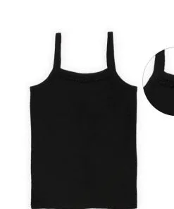 Organic Cotton Baby Girls Vest - Black