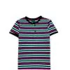Multi Colors Stripe Henley Polo Tee Shirt
