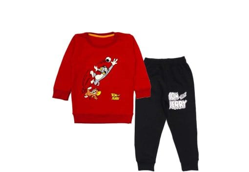 Tom Catching Ball Fleece Tracksuit - Red & Black