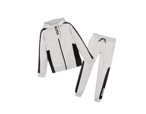 BS Fleece Pannel Hoodie Tracksuit - Gray & Black 1
