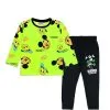 Mouse Squad Full Sleeves Tee & Trouser - Neon Green & Black