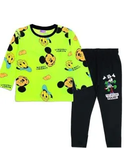 Mouse Squad Full Sleeves Tee & Trouser - Neon Green & Black