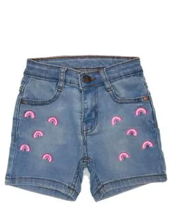Pink Rainbow Denim Short – Sky Blue