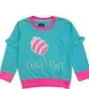 Candy Floss Frill Sleeves Terry Sweatshirt - Sea Green