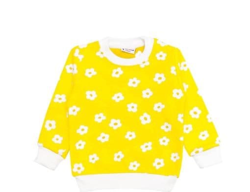 White Flowers Print Sweatshirt - Yellow