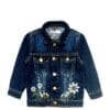 Bloom Flowers Bucnh Denim Jacket - Dark Blue