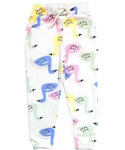 Colorfull Ducks Fleece Trouser - White