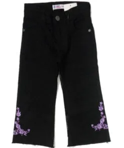 Plum Flowers Bell Bottom Style Flapper - Jet Black