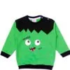Rolling Eyes Crazy Face Light Fleece Sweatshirt - Green & Black