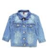 White Pearls Denim Jacket - Sky Blue