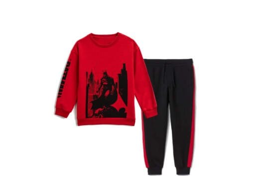 Batman in Dark Fleece Tracksuit - Red & Black