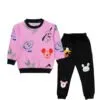 Mickey With Snoopy & Bunny Fleece Tracksuit - Pink & Black