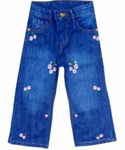 Small Flowers Flapper Denim Pent – Royal Blue