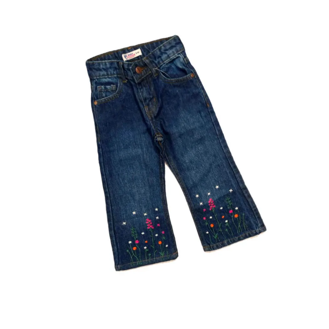 Flapper Flowers Bunch on Bottom Denim – Dark Blue 1