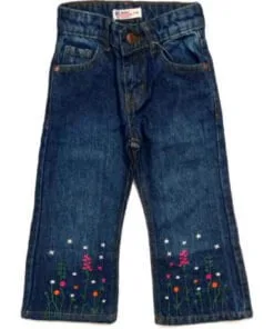 Flapper Flowers Bunch on Bottom Denim – Dark Blue