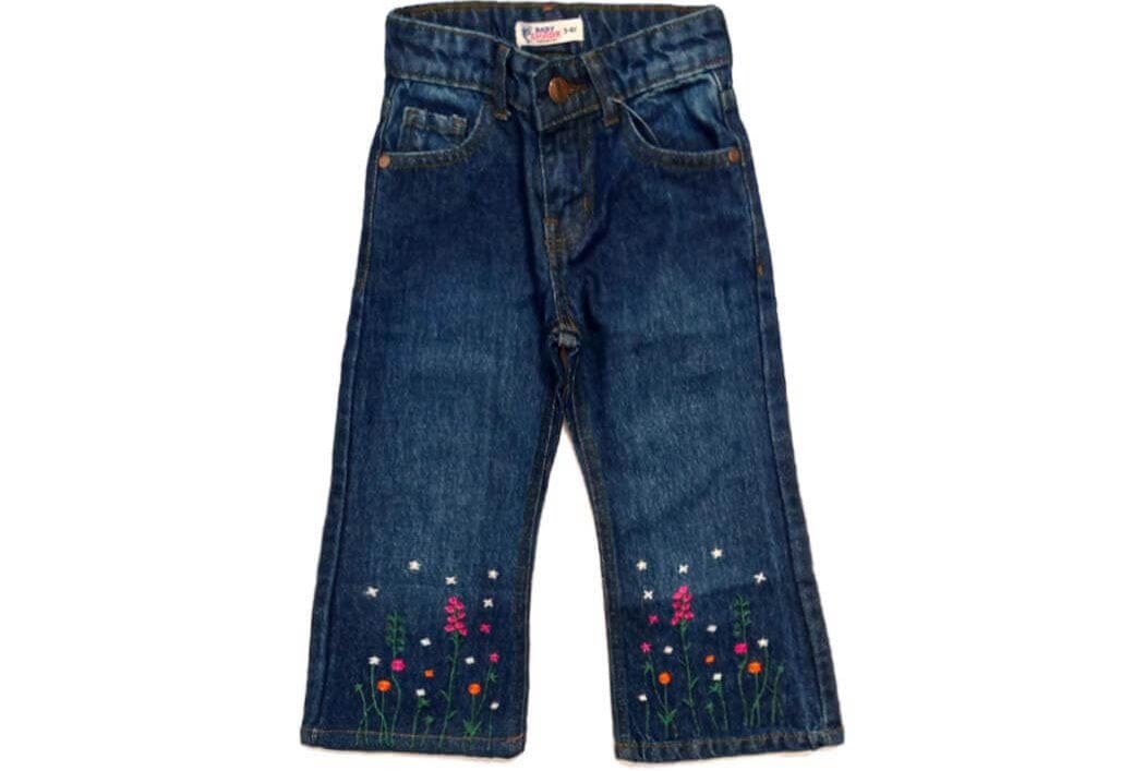 Flapper Flowers Bunch on Bottom Denim – Dark Blue