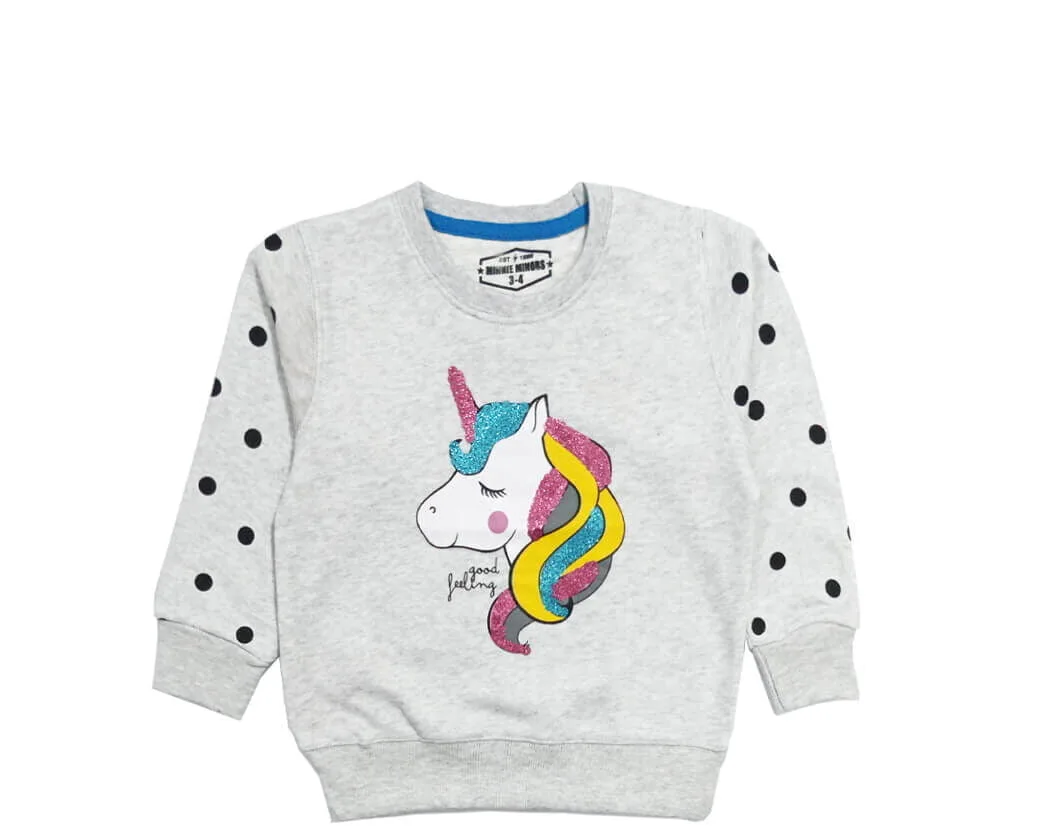 Polka Dots Sequence Unicorn Sweatshirt – Silver Gray
