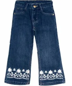 White Motifs On Bottom Denim pent – Navy Blue