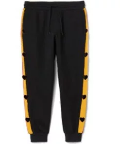 Black Mini Hearts Fleece Trouser - Black
