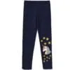 Golden Stars Unicorn Premium Lycra Tights For Girs - Dark Blue