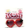 Imported Heart Sunglasses With HeadBands Set - Red
