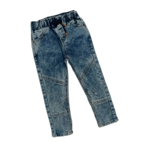 Stone Washed Joggers with Drawstring Waist Denim Pent - Ice Blue