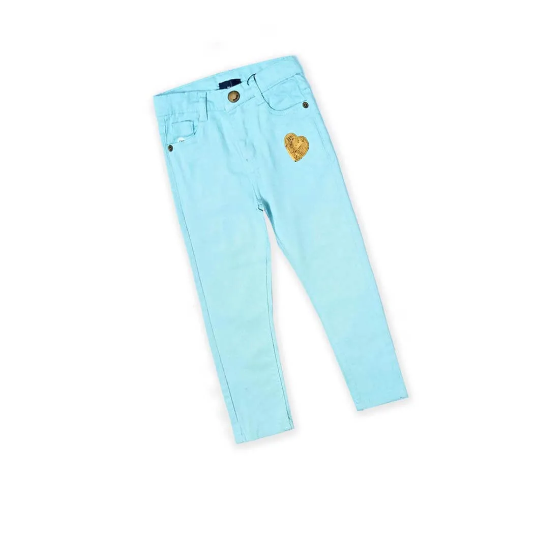 Sequence Heart Twill Pants - Aqua 1
