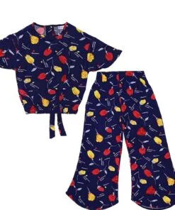 Blossom Rosses Fish Cut Top & Flapper - Navy Blue