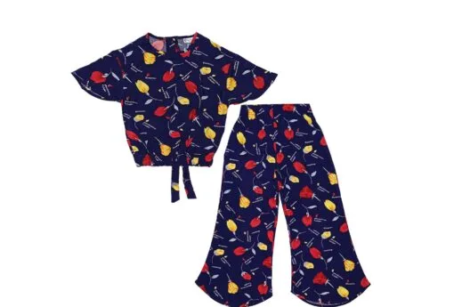 Blossom Rosses Fish Cut Top & Flapper - Navy Blue