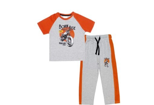 Born To Ride Tee & Trouser - Grey & Orange