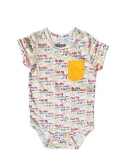 Bring Awesome Print Soft Organic Cotton Romper - White