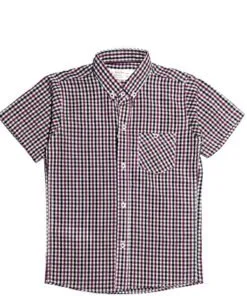 Burgundy Classic Short Sleeves Cotton Casual Shirt