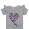 Butterflies Heart Frill Tee Shirt - Gray