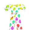 Colorful Bugs Puff Sleeves Jumpsuits - White