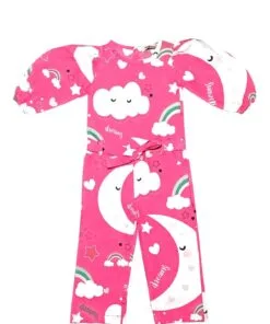 Dreams Clouds Puff Sleeves Jumpsuits - Pink