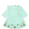 Goegeous Baby Girls Stylish Cotton Frock - Sea Green