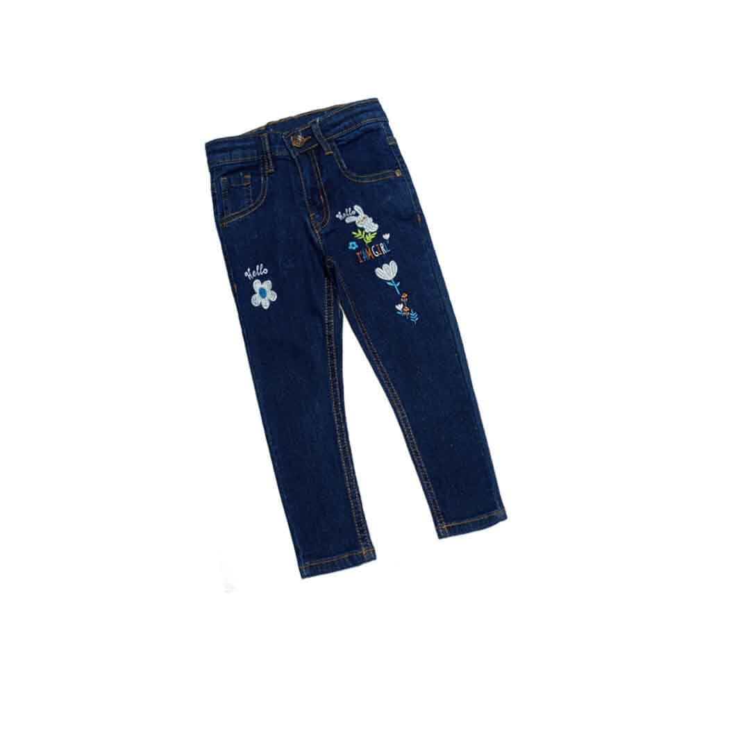 Hello Daisy Flowesr Slim Fit Denim Pant - Dark Blue 1