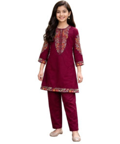 Classic Floral Embroiderd Cotton Kameez with Trouser