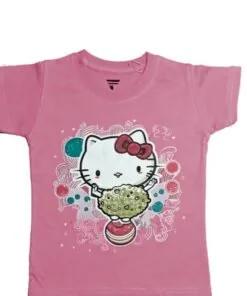 Kitty On Ball Tee Shirt - Tea Pink