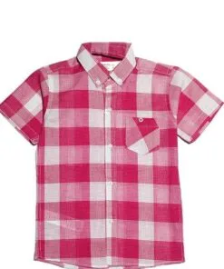 Large Pink Stylish Checked Short Sleeves Casual Shirt