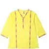 Lemon Kurti WIth Pink & Orange Embroidered Patch