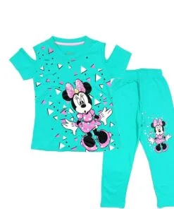 Minnie With Golden Sequence Bow Sleeves Cutt- Sea Green