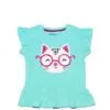 Pink Sequence Glasses Cat Tea Shirt - Aqua