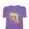 Summer Rainbow Puff Sleeves Style Tee Shirt - Purple