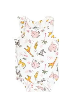 Zoo Print Soft Organic Cotton Romper - White