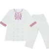 Baby Pink Trendy Embroidery Cotton Shirt & Trouser - White