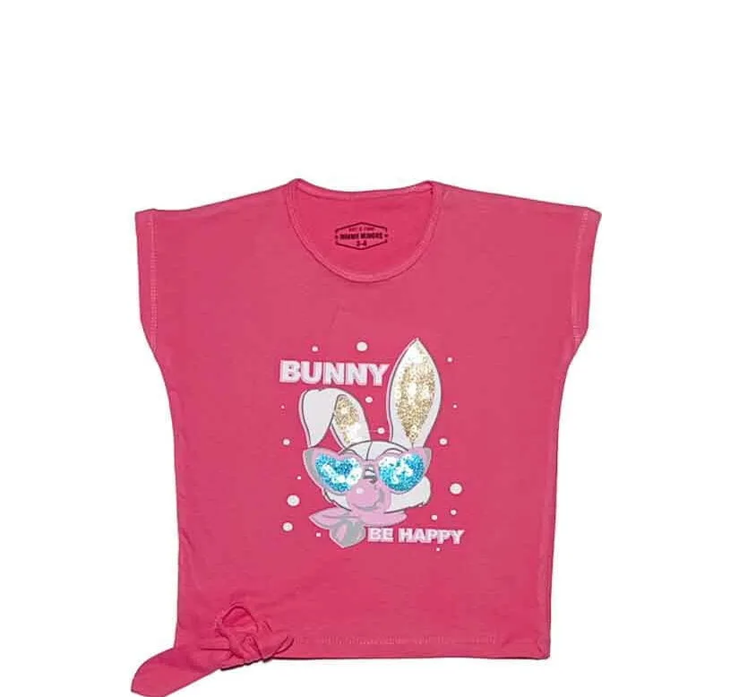 Bunny Be Happy Tie Style Tee Shirt - Carrot