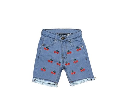 Cherries Denim Shorts – Sky Blue